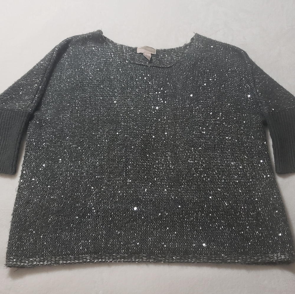 Forever 21 Gray Sequin Sweater Size Medium